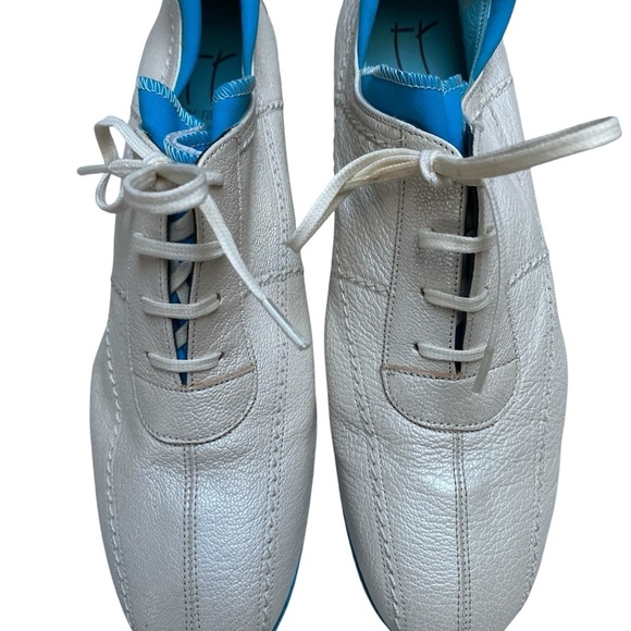 Thierry Rabotin Metallic Leather Wedge Sneakers Blue Sole Made in Italy Size 39 - Picture 4 of 12